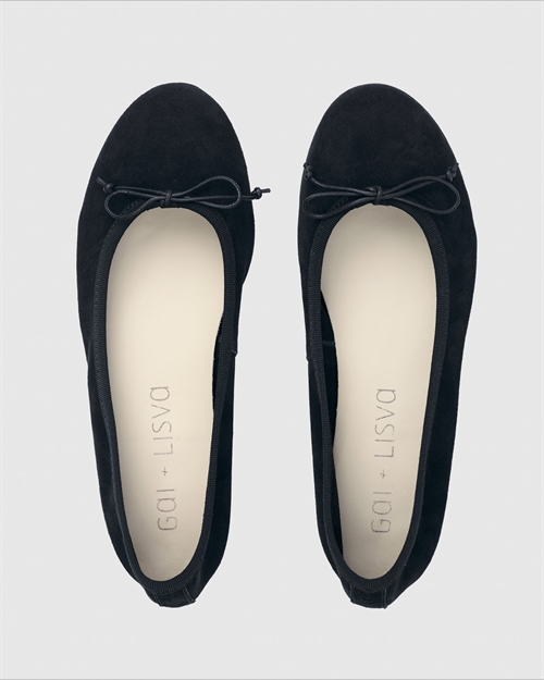 GAI + LISVA PELLAME SUEDE BALLERINA BLACK